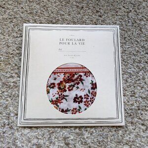 Sezane Gaston Square Cotton Floral Scarf in Red, Orange, and Yellow, NWT